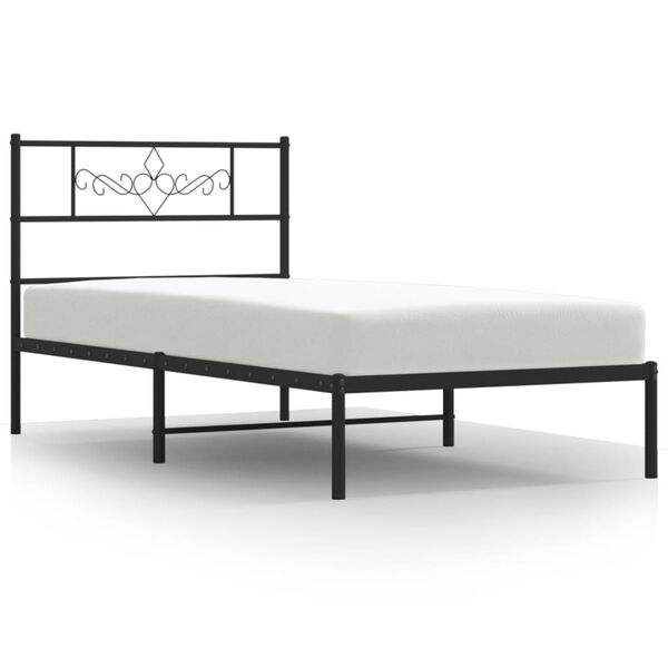 vidaXL Bed Frame Black Powder-coated steel Twin Bed Frame Rectangular