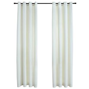 vidaXL Blackout Curtains with Rings 2 pcs Velvet Cream 55.1x88.6"