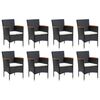 vidaXL Dining Set Table: Black, Chair: Black, Cushion: Cream white