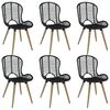 vidaXL Dining Chair Set of 6 Black Natural rattan Standard Ergonomic
