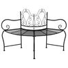 vidaXL Tree Bench Black Steel 59 in diameter Durable Tree Bench