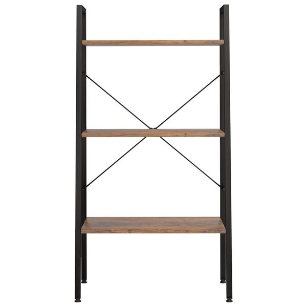 vidaXL Standing Shelf Dark brown and black Engineered wood, steel Medium