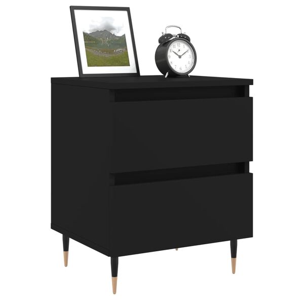 vidaXL Nightstand Set of 2 Black Engineered wood, iron Standard