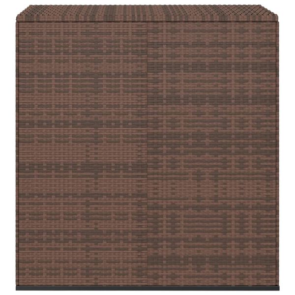 vidaXL Cushion Box Brown PE Rattan, Powder-Coated Steel
