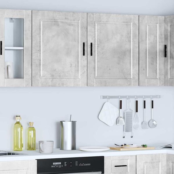vidaXL Kitchen Wall Cabinet Set of 2 Concrete gray Engineered wood