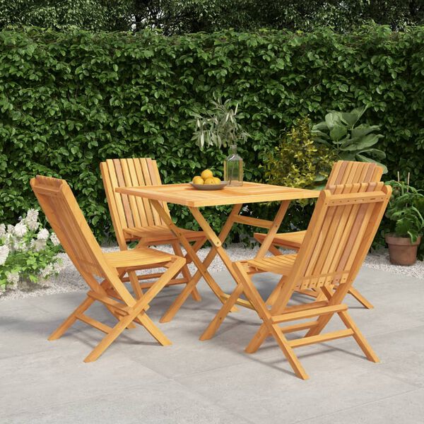 vidaXL Garden Dining Set Natural Teak Solid Teak Wood Standard Foldable