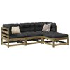 vidaXL Garden Sofa Set Brown Solid treated pinewood 4 Piece Set Modular