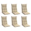 vidaXL Highback Chair Cushion Set of 6 Beige