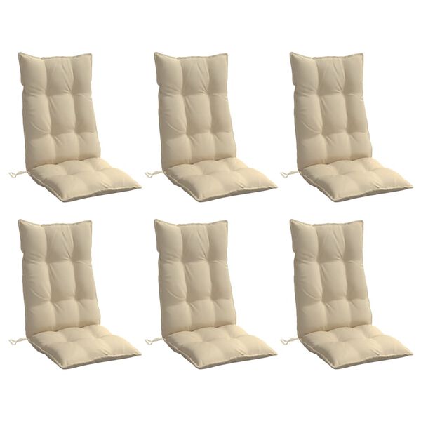 vidaXL Highback Chair Cushion Set of 6 Beige