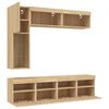 vidaXL 7 Piece TV Wall Stand Set with LED Lights Sonoma Oak