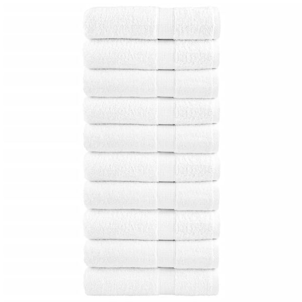 vidaXL Bath Towel Set of 10 White 100% Cotton 39.4 x 59.1 in.