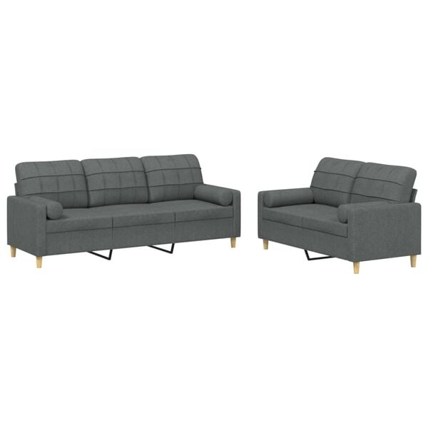 vidaXL Sofa Set Dark gray Fabric (100% polyester), metal, textilene, plywood