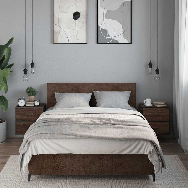 vidaXL Wall-mounted Bedside Cabinet Set of 2 Brown Oak