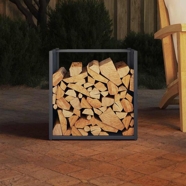 vidaXL Firewood Rack Anthracite 15.7x15.7x15.7" Cold-rolled steel