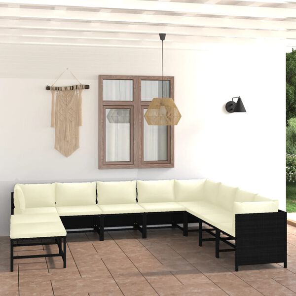 vidaXL Garden Lounge Set Black/Cream White