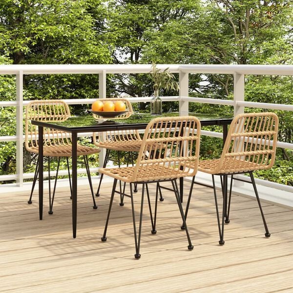 vidaXL Garden Dining Set Black Poly Rattan Medium Durable