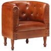 vidaXL Tub Chair Brown Real goat leather, solid mango wood Standard