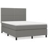 vidaXL Box Spring Bed Dark Grey Polyester Full Adjustable Headrests