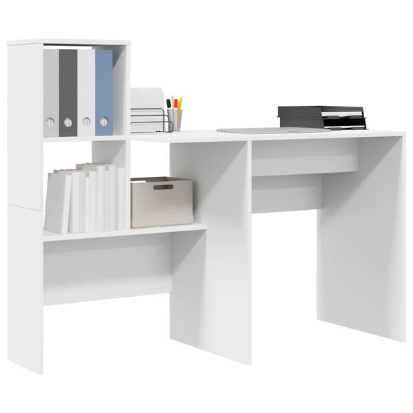 vidaXL Desk with Drawer White 51.77 x 19.69 x 41.93 in Engineered Wood