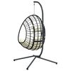 vidaXL Hanging Egg Chair Anthracite, Beige Steel, Rattan Large