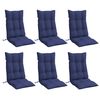 vidaXL Highback Chair Cushion Set of 6 Navy Blue Oxford Fabric