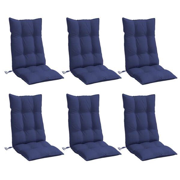 vidaXL Highback Chair Cushion Set of 6 Navy Blue Oxford Fabric