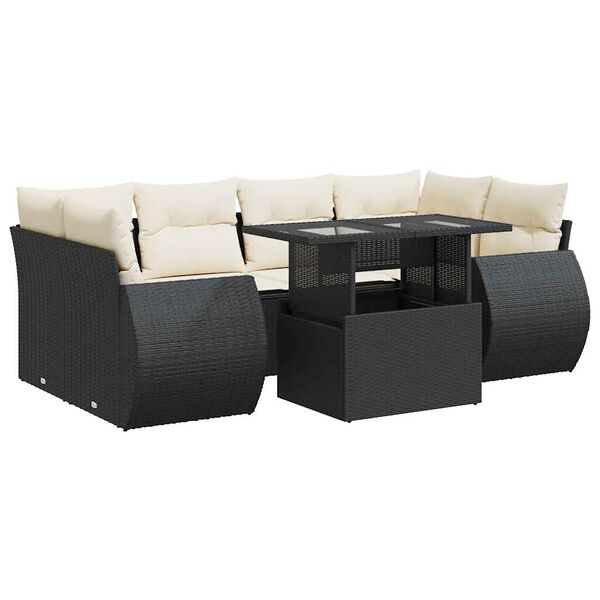 vidaXL Garden Sofa Set Black, Cream White