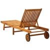 vidaXL Sunlounger Natural wood colour, Beige cushion Solid acacia wood