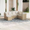 vidaXL Garden Sofa Set Beige Poly Rattan Large Adjustable Feet
