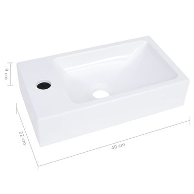 vidaXL Wash Basin 15.7"x8.7"x3.5" SMC White