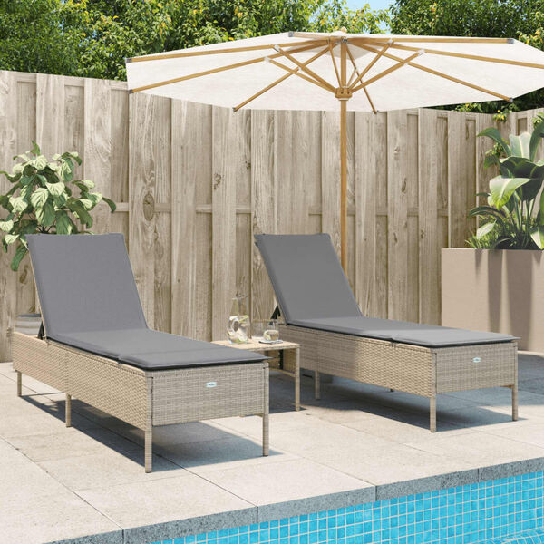 vidaXL Sun Lounger Beige PE rattan, powder-coated steel