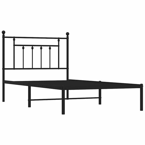 vidaXL Bed Frame Black Powder-Coated Steel Twin Bed Frame Rectangular