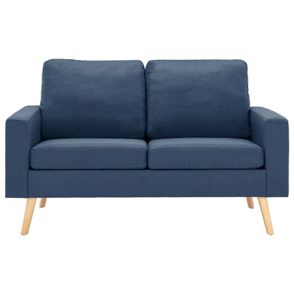 vidaXL Sofa Blue 100% Polyester fabric, solid pine wood, rubberwood