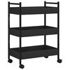 vidaXL Kitchen Trolley Black 19.7"x11.8"x27.6" Engineered Wood