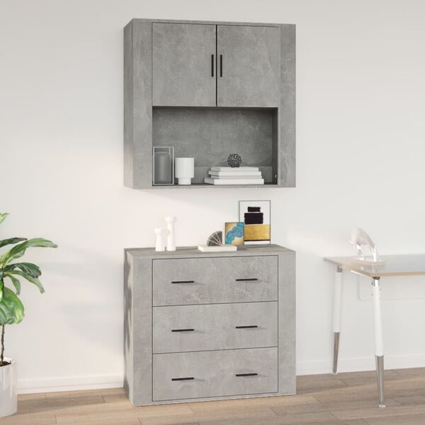 vidaXL Wall Cabinet Concrete grey Engineered wood