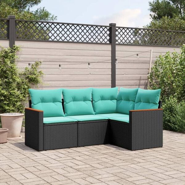 vidaXL Patio Sofa Set Black, Blue