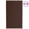 vidaXL Roof Panels 12 pcs Galvanised Steel Brown 31.5x17.7"