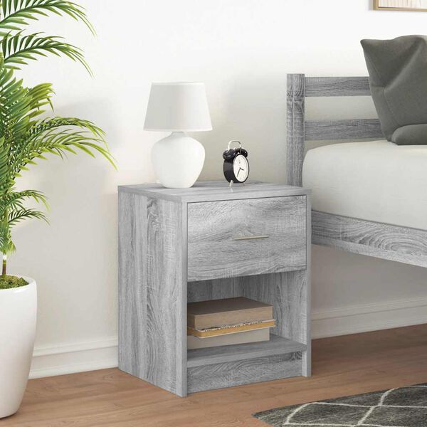 vidaXL Bedside Cabinet Grey Sonoma Engineered wood 15.7 x 13.4 x 19.7 in