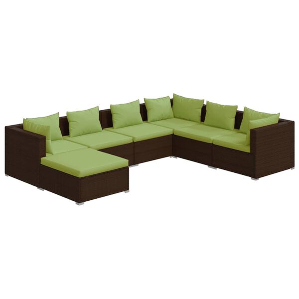 vidaXL Garden Lounge Set Brown PE rattan, Powder-coated steel, Plastic