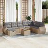 vidaXL Garden Sofa Set Beige PE Rattan 9 Piece Adjustable Feet