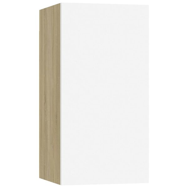 vidaXL TV Cabinet Set of 4 White and Sonoma Oak Engineered Wood