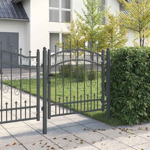 vidaXL Fence Gate with Spear Top Black 40.6" x 39.4" Powder-coated Steel