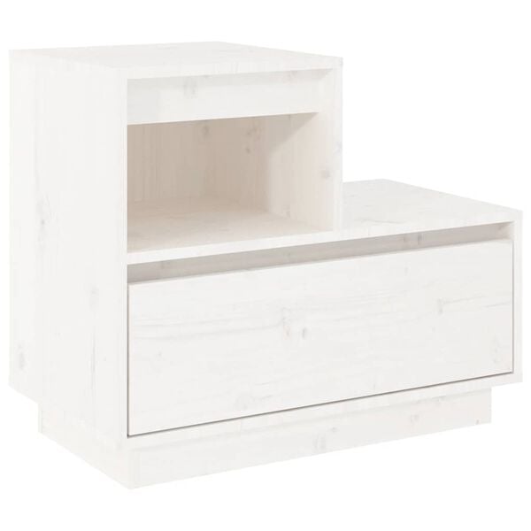 vidaXL Bedside Cabinet White Solid pine wood Small Bedside Cabinet