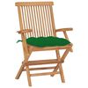 vidaXL Patio Chair Set of 8 Green, Brown Solid Teak Wood, 100% Polyester