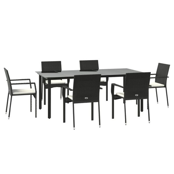 vidaXL Garden Dining Set Black, Cream White