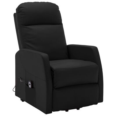 vidaXL Power Lift Massage Recliner Black Faux Leather