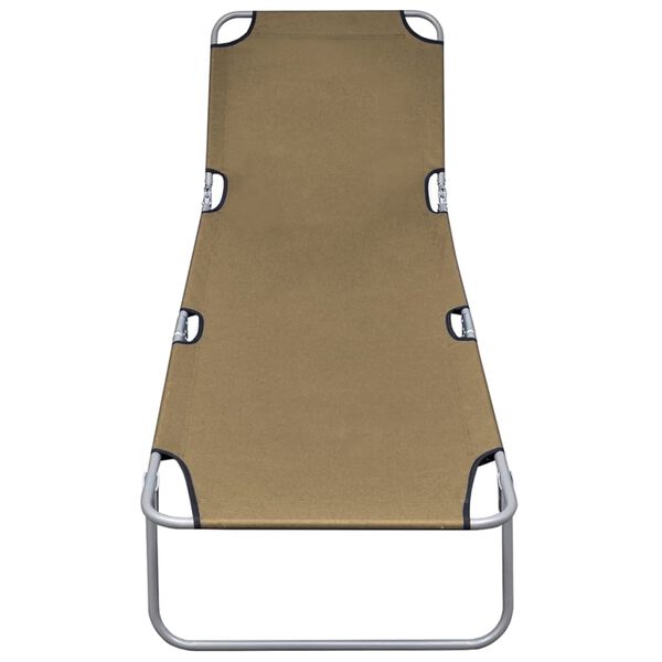 vidaXL Sunlounger Taupe Powder-Coated Steel 74.4 x 22.8 x 10.6 in