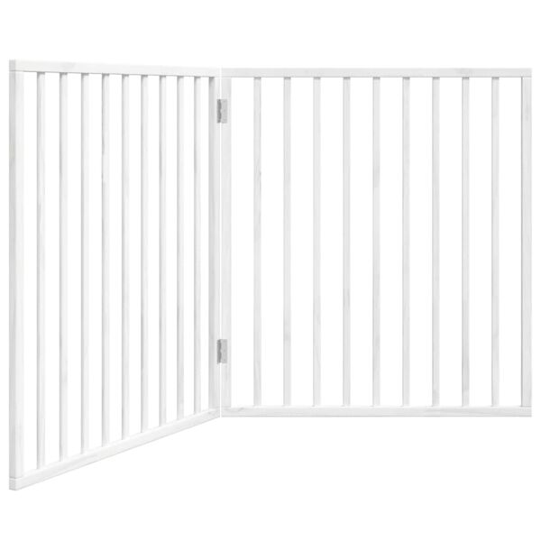 vidaXL Dog Gate Set of 2 White Poplar Wood 63.0 in total length
