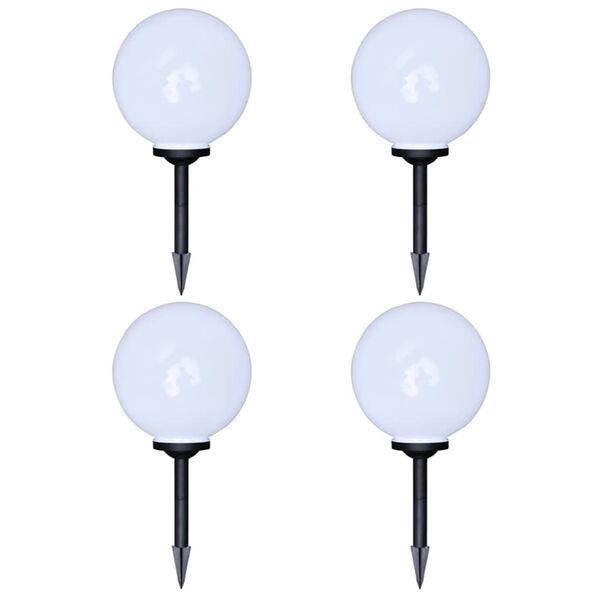 vidaXL Garden Lamp Set of 4 Glossy White Ball, Black Tube Plastic