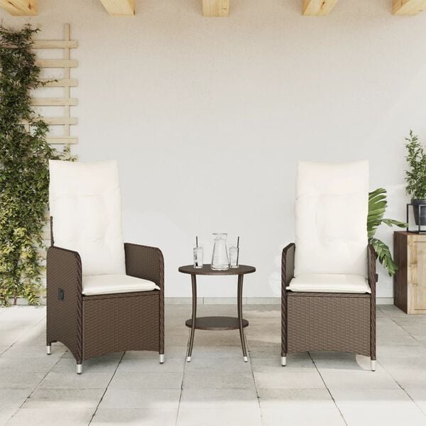 vidaXL Reclining Garden Chair Set of 2 Brown